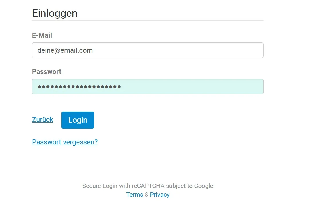 Digistore24-Login mit den Feldern E-Mail und Passwort