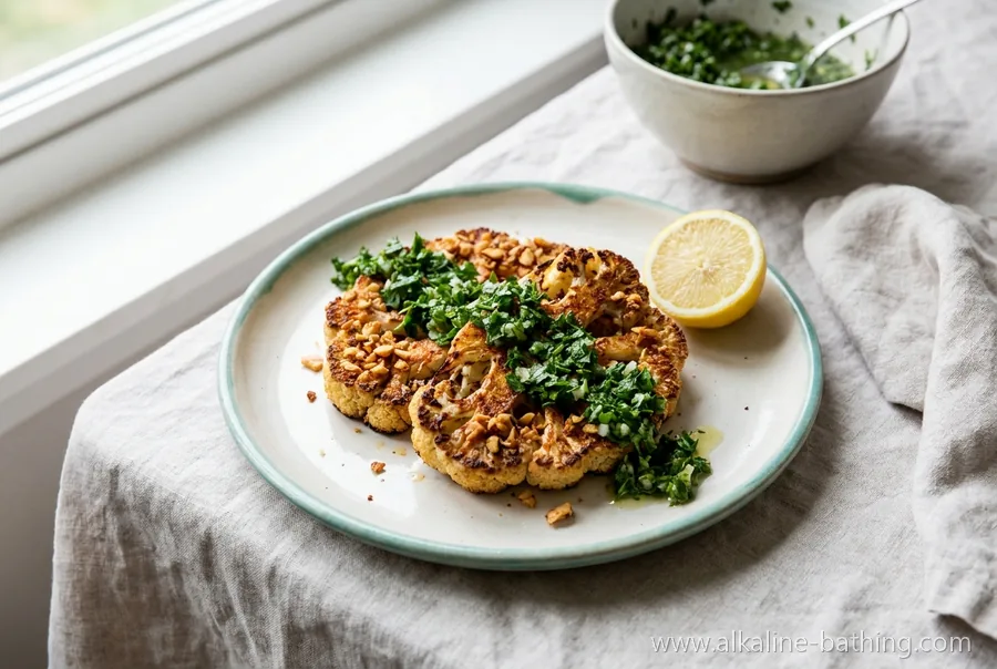 Blumenkohl-Steaks mit Mandelkruste und Kräutersalsa
