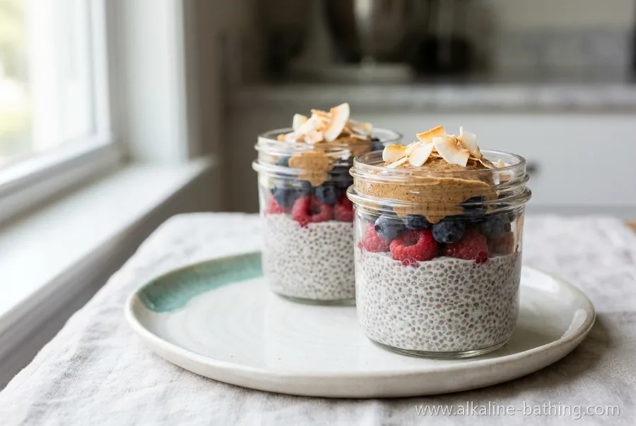 Chiapudding mit Mandeldrink und Beeren