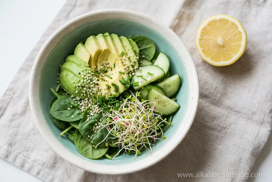 Grüne Frühstücksbowl mit Avocado und Sprossen