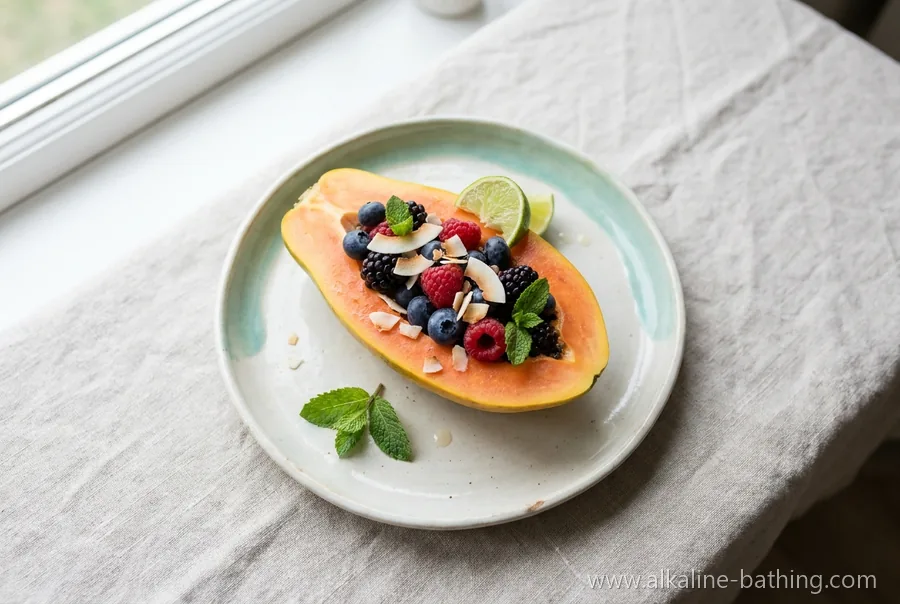 Papaya-Schale mit Limette und Kokos