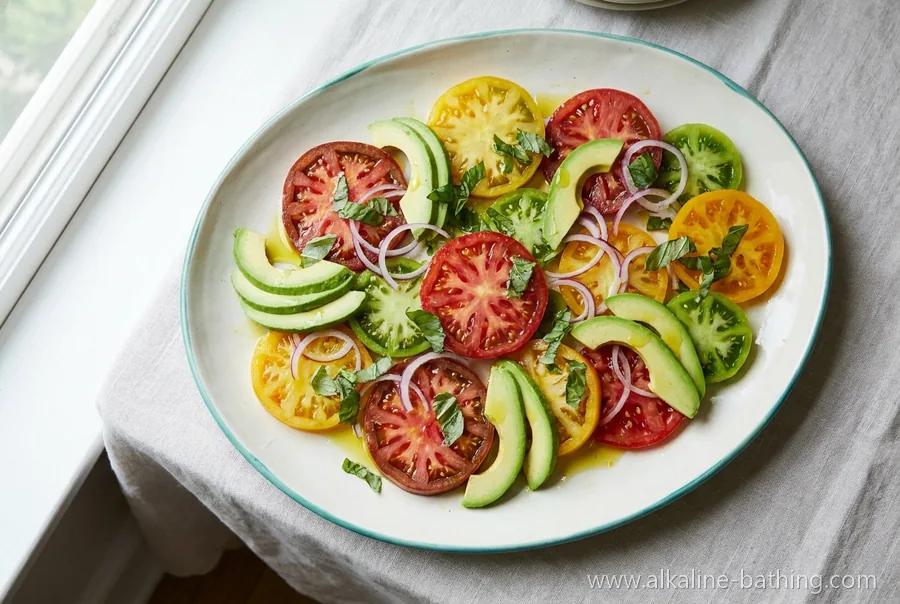 Tomaten-Basilikum-Salat mit Avocado